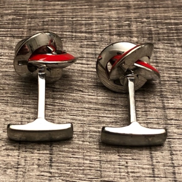 Ravi Ratan (Red Enamel) Knot Stainless Steel Cufflinks - Picture 4 of 4